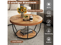 Ronde salontafel, houten look en metalen frame, 80 x 45 cm - afbeelding 5 van  5
