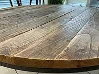 Ronde salontafel met houten blad en metalen onderstel - afbeelding 3 van  3