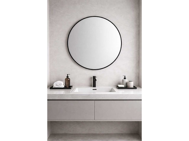 Ronde spiegel 80cm met zwarte frame - afbeelding 1 van  1