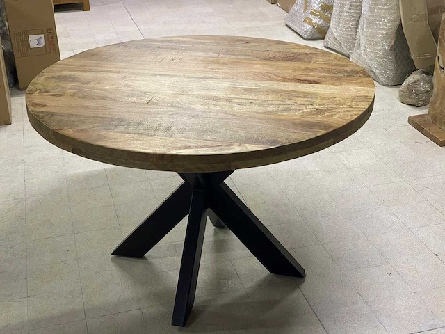 Ronde tafel met mango blad dia 120cm - afbeelding 1 van  2