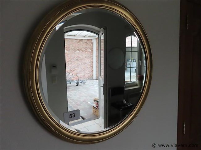 Ronde vergulde spiegel - afbeelding 1 van  3