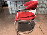 Ronde vintage eettafel met 4 designstoelen - afbeelding 4 van  5