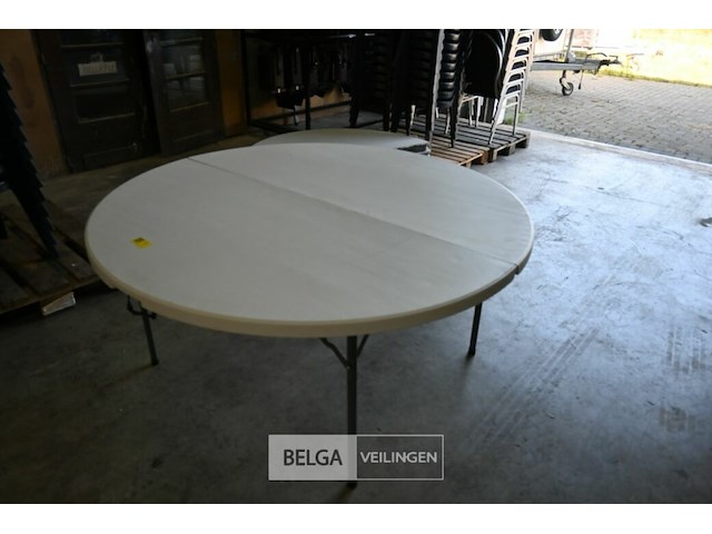 Ronde witte vouwtafels (2x) - afbeelding 1 van  2