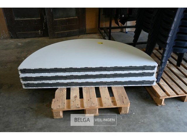 Ronde witte vouwtafels (2x) - afbeelding 2 van  2
