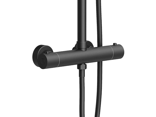 Rondo regendoucheset - thermostatisch - opbouw - belgaqua - mat zwart - afbeelding 2 van  3