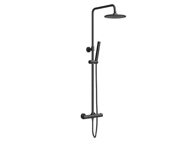 Rondo regendoucheset - thermostatisch - opbouw - belgaqua - mat zwart - afbeelding 1 van  3
