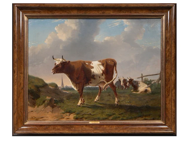Rosa venneman (1842-1923), cows in a landscape, 1862, oil on canvas 64 x 84 cm. (25.19 x 33.07 in.), frame: 81 x 101 cm. (31.89 x 39.75 in.) - afbeelding 2 van  6