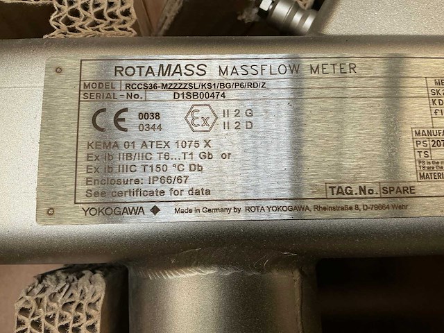 Rota yokogawa rccs36-mzzzzsl/ks1/bg/p6/rd/z massflowmeter - afbeelding 7 van  8