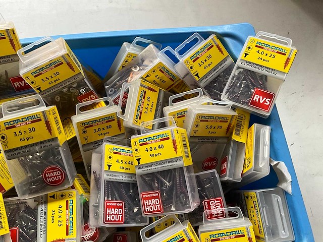 Rotadrill diverse schroeven rvs, messing en verzinkt (100x) - afbeelding 3 van  6