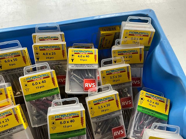 Rotadrill diverse schroeven rvs, messing en verzinkt (100x) - afbeelding 3 van  6