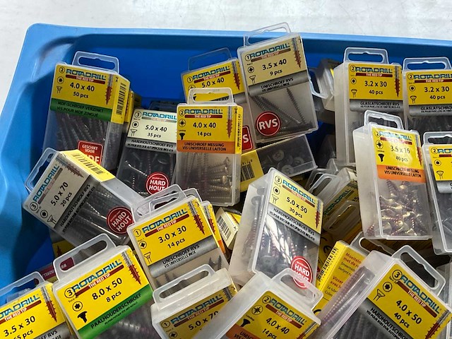 Rotadrill diverse schroeven rvs, messing en verzinkt (100x) - afbeelding 2 van  6