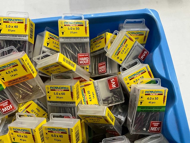 Rotadrill diverse schroeven rvs, messing en verzinkt (100x) - afbeelding 3 van  6