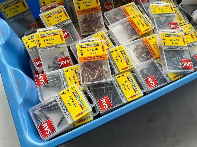 Rotadrill diverse schroeven rvs, messing en verzinkt (100x) - afbeelding 5 van  6