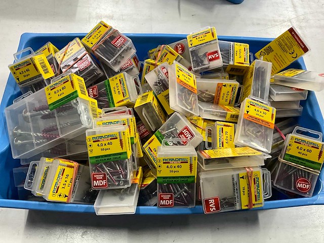 Rotadrill diverse schroeven rvs, verzinkt en messing (100x) - afbeelding 1 van  7