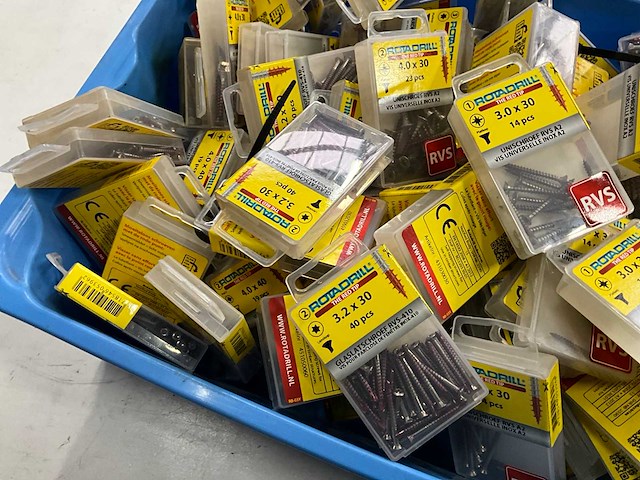 Rotadrill diverse schroeven rvs, verzinkt en messing (100x) - afbeelding 6 van  6