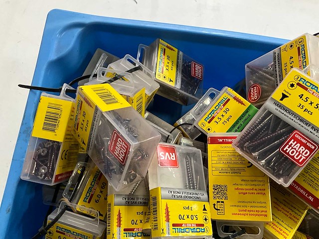 Rotadrill diverse schroeven rvs, verzinkt en messing (100x) - afbeelding 2 van  6