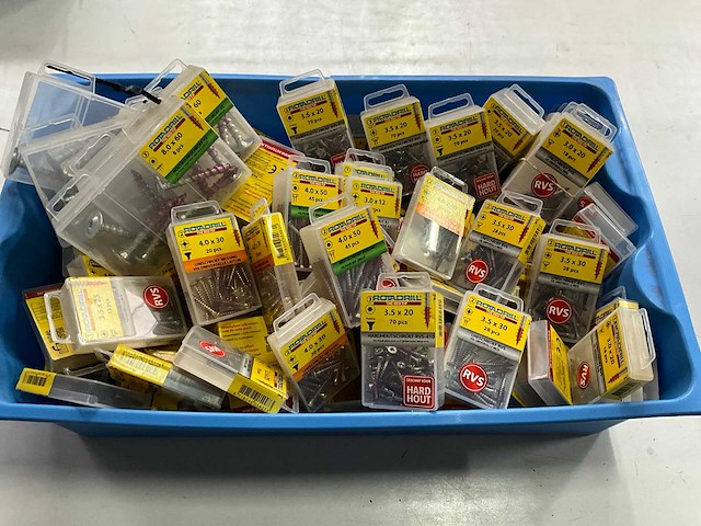 Rotadrill diverse schroeven rvs, verzinkt en messing (100x) - afbeelding 1 van  6