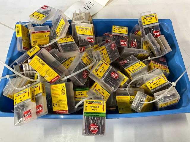 Rotadrill diverse schroeven rvs, verzinkt en messing (100x) - afbeelding 1 van  7