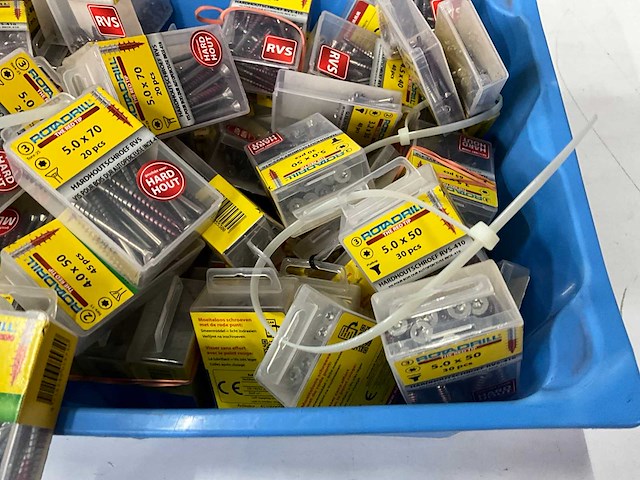 Rotadrill diverse schroeven rvs, verzinkt en messing (100x) - afbeelding 2 van  7