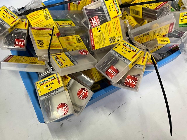 Rotadrill diverse schroeven rvs, verzinkt en messing (100x) - afbeelding 5 van  7