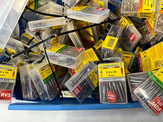 Rotadrill diverse schroeven rvs, verzinkt en messing (100x) - afbeelding 6 van  8