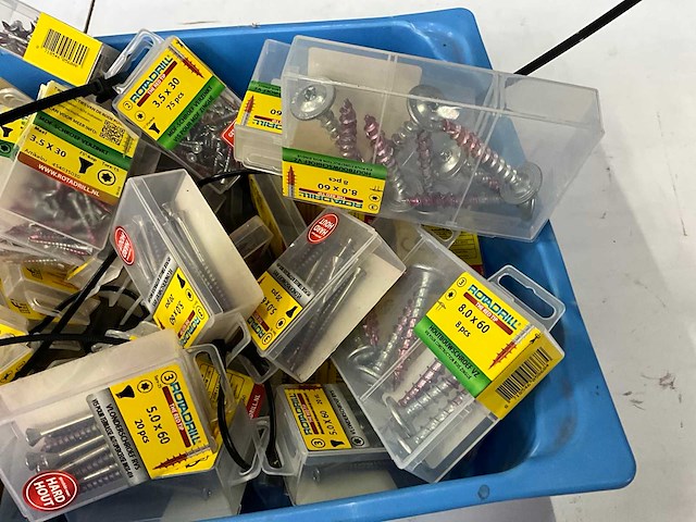 Rotadrill diverse schroeven rvs, verzinkt en messing (100x) - afbeelding 2 van  7