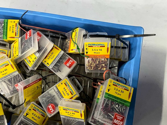 Rotadrill diverse schroeven rvs, verzinkt en messing (100x) - afbeelding 6 van  7