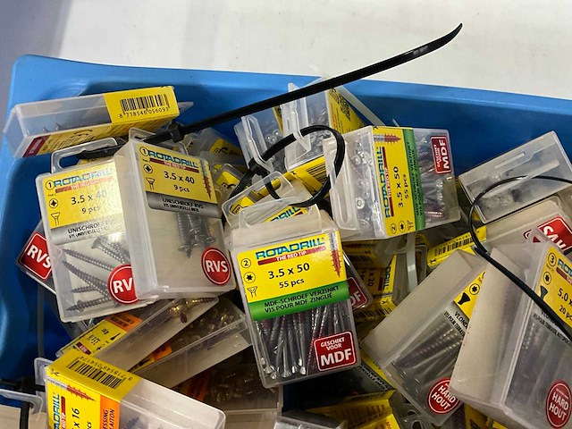 Rotadrill diverse schroeven rvs, verzinkt en messing (100x) - afbeelding 2 van  7