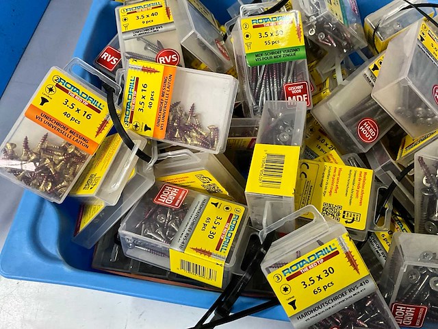 Rotadrill diverse schroeven rvs, verzinkt en messing (100x) - afbeelding 3 van  7