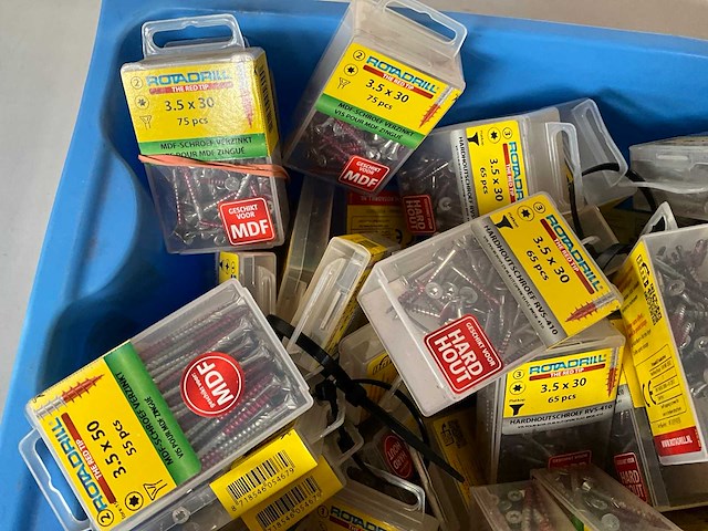 Rotadrill diverse schroeven rvs, verzinkt en messing in blister (100x) - afbeelding 3 van  5