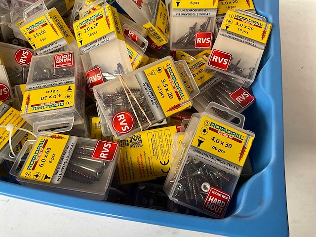 Rotadrill diverse schroeven rvs, verzinkt en messing in blister (100x) - afbeelding 2 van  7