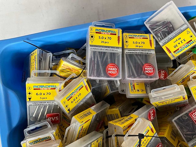 Rotadrill diverse schroeven rvs, verzinkt en messing in blister (100x) - afbeelding 4 van  7