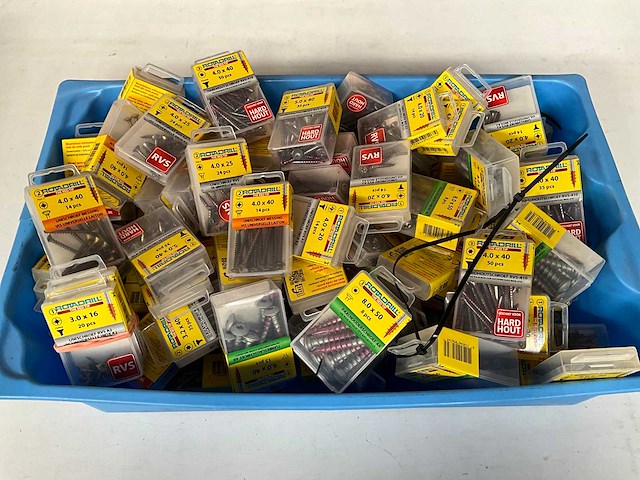 Rotadrill diverse schroeven rvs, verzinkt en messing in blister (100x) - afbeelding 1 van  7