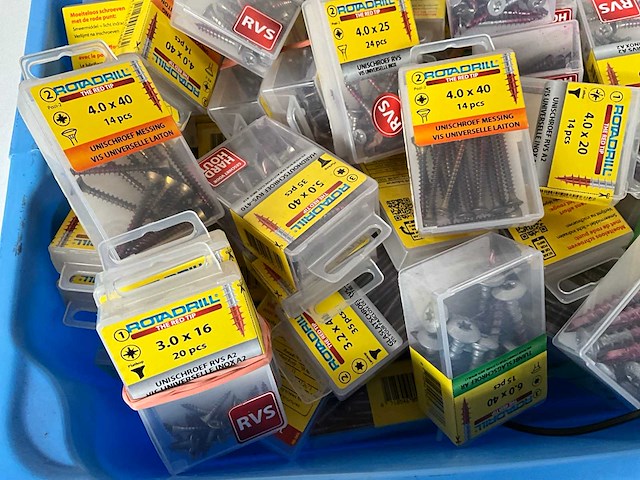 Rotadrill diverse schroeven rvs, verzinkt en messing in blister (100x) - afbeelding 2 van  7