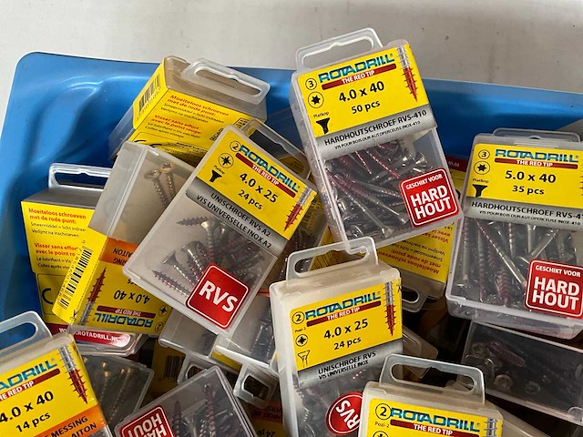 Rotadrill diverse schroeven rvs, verzinkt en messing in blister (100x) - afbeelding 3 van  7