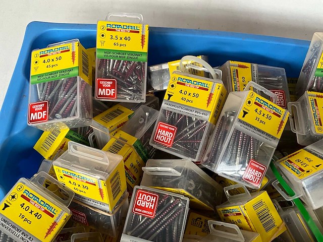 Rotadrill diverse schroeven rvs, verzinkt en messing in blister (100x) - afbeelding 1 van  4