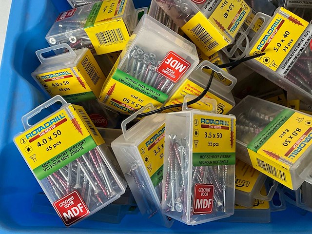 Rotadrill diverse schroeven rvs, verzinkt en messing in blister (100x) - afbeelding 1 van  6
