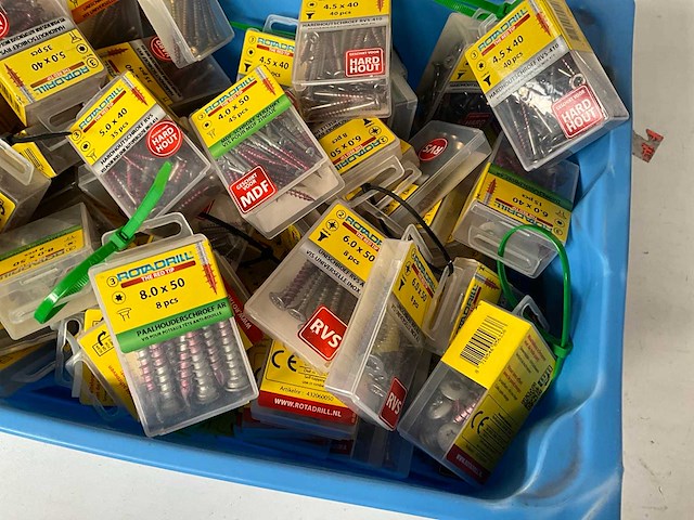 Rotadrill diverse schroeven rvs, verzinkt en messing in blister (100x) - afbeelding 4 van  6