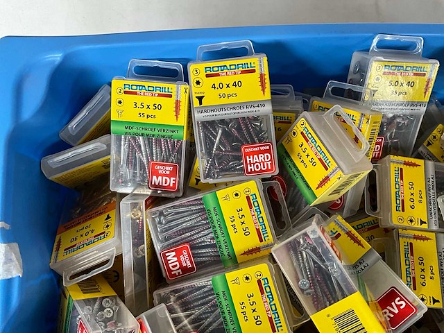 Rotadrill diverse schroeven rvs, verzinkt en messing in blister (100x) - afbeelding 2 van  5