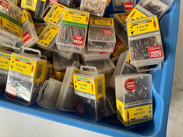 Rotadrill diverse schroeven rvs, verzinkt en messing in blister (100x) - afbeelding 4 van  5