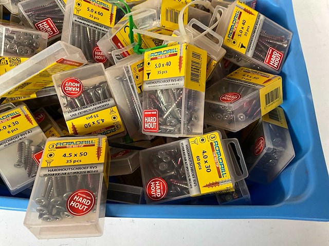 Rotadrill diverse schroeven rvs, verzinkt en messing in blister (100x) - afbeelding 2 van  7