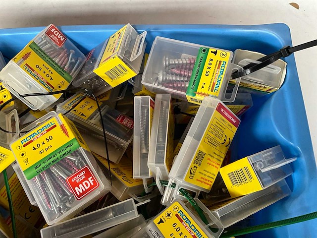 Rotadrill diverse schroeven rvs, verzinkt en messing in blister (100x) - afbeelding 4 van  7