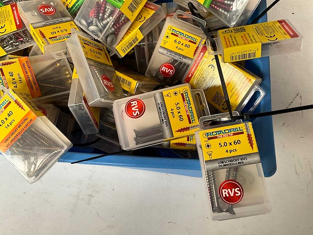 Rotadrill diverse schroeven rvs, verzinkt en messing in blister (100x) - afbeelding 4 van  6