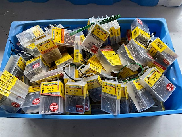 Rotadrill diverse schroeven rvs, verzinkt en messing in blister (100x) - afbeelding 1 van  7