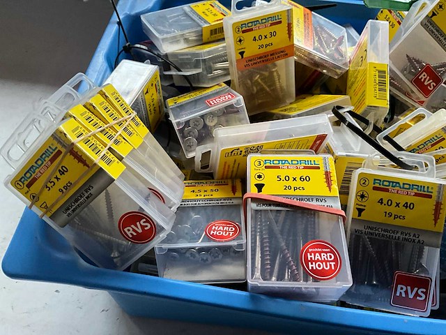 Rotadrill diverse schroeven rvs, verzinkt en messing in blister (100x) - afbeelding 2 van  7