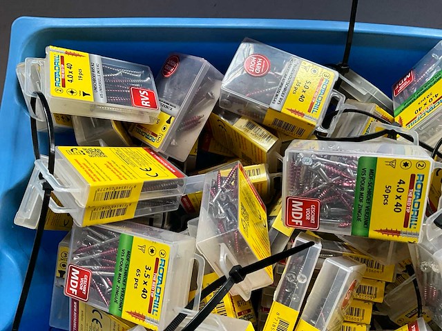 Rotadrill diverse schroeven rvs, verzinkt en messing in blister (100x) - afbeelding 1 van  5