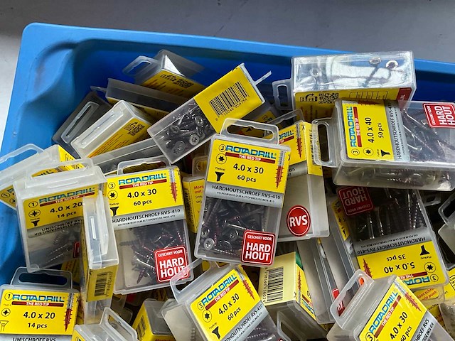 Rotadrill diverse schroeven rvs, verzinkt en messing in blister (100x) - afbeelding 2 van  7