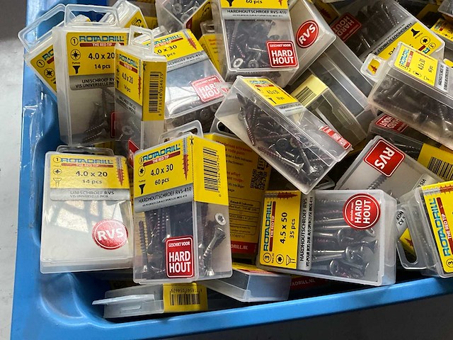 Rotadrill diverse schroeven rvs, verzinkt en messing in blister (100x) - afbeelding 5 van  7