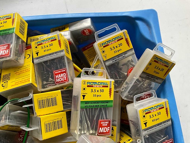 Rotadrill diverse schroeven rvs, verzinkt en messing in blister (100x) - afbeelding 3 van  7