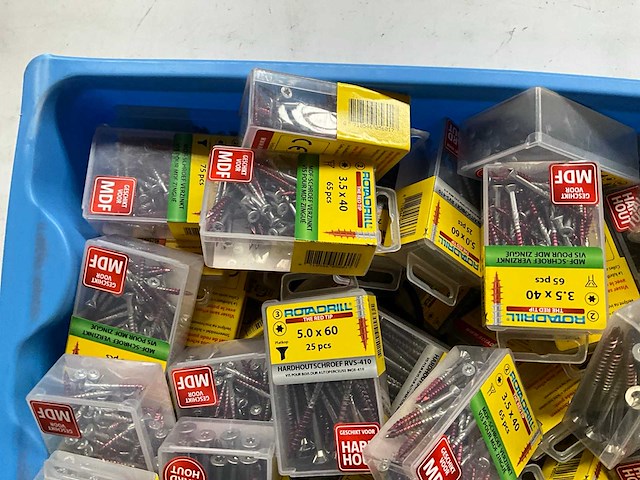 Rotadrill diverse schroeven rvs, verzinkt en messing in blister (100x) - afbeelding 1 van  5